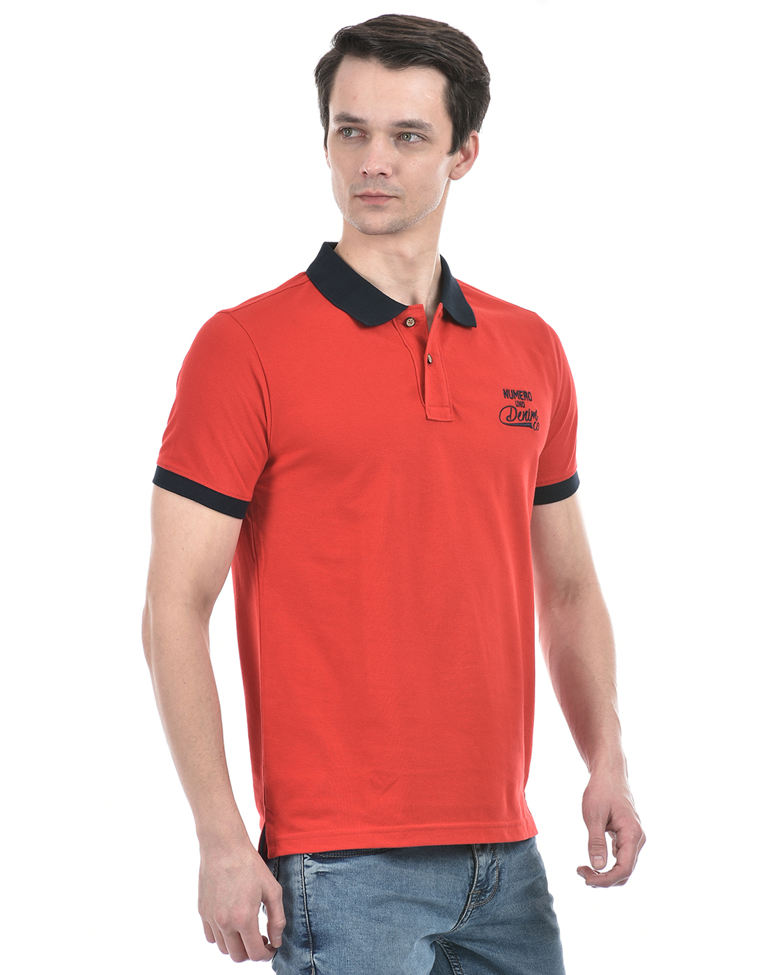 Numero Uno Men Color Block Red T-Shirt